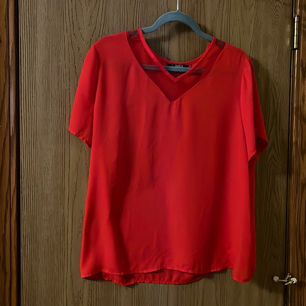 Shein Red Short Sleeve Top - XL